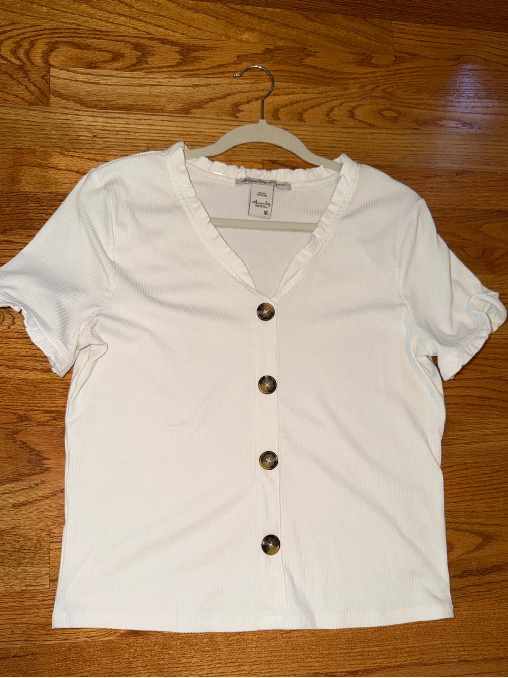 American Rag ribbed button-front Crop top in white Sz XL